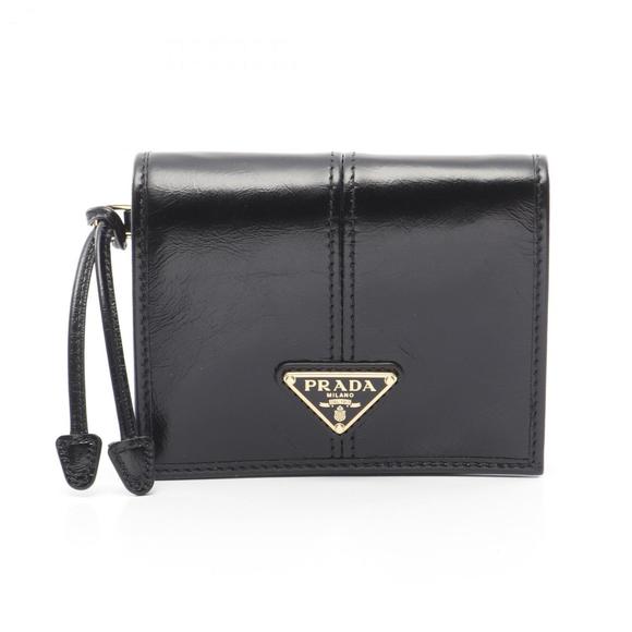 PRADA SOFT LUX Bi-fold Wallet Leather Women's Black 1MV2042CYRF0002 - Picture 1 of 7